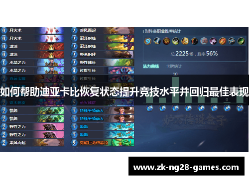 如何帮助迪亚卡比恢复状态提升竞技水平并回归最佳表现